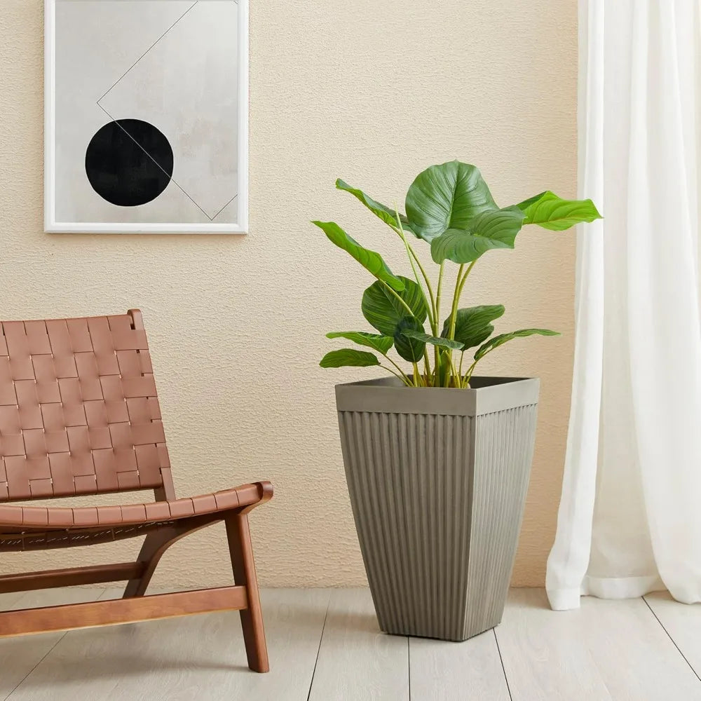 DAFIFY Set of 2 Garden Outdoor Planter Pots Faux Concrete