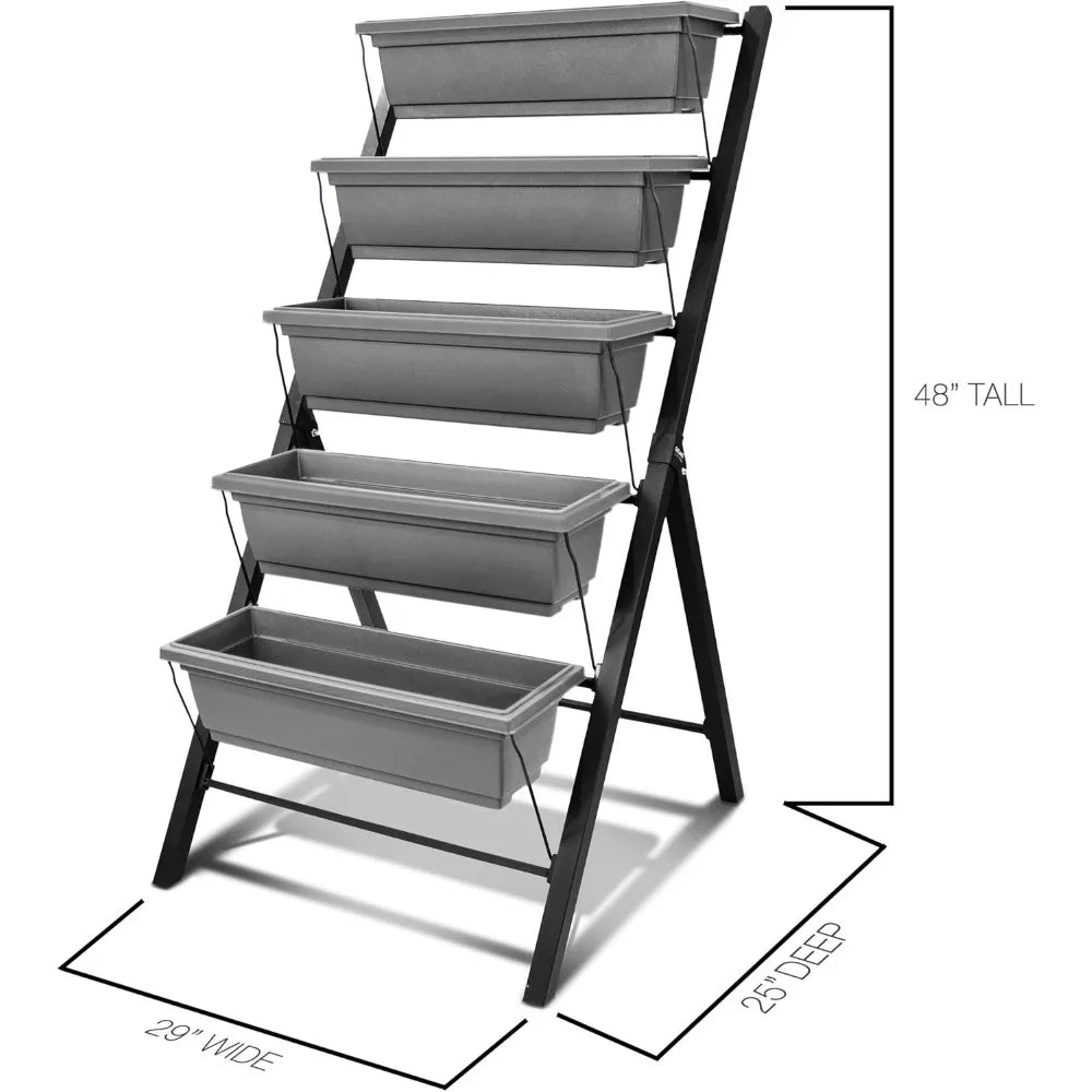 4Ft Vertical Raised Garden Bed - 5 Tier Food Safe Planter Box for Outdoor and Indoor Gardening Perfect to Grow Your Herb Vegetab