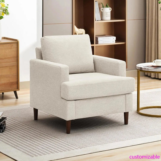 XMSJ Mid Century Linen Armchair For Living Room Cozy