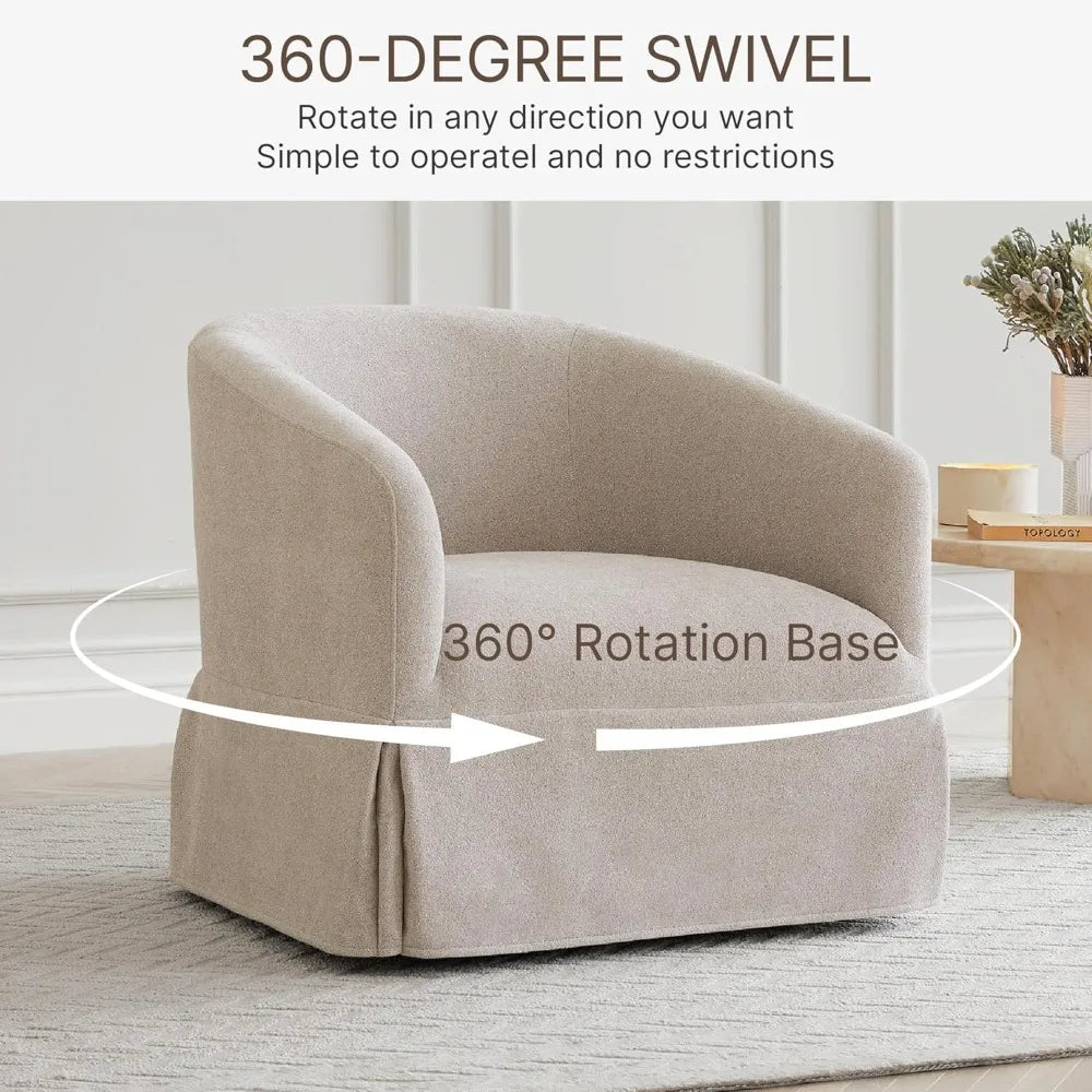 OEING Swivel Chair 360 Degree Upholstered Barrel Armchair