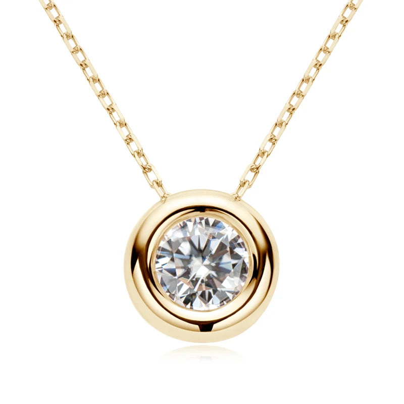 OXTAO Moissanite Pendant Necklace 925 Silver Clavicle Chain