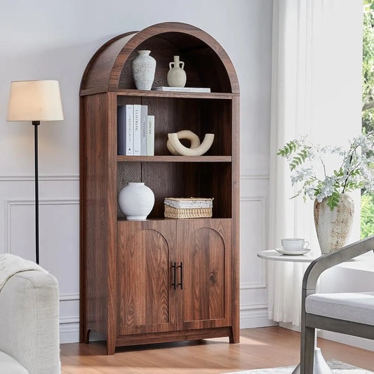 DAFIFY Arched Cabinet Bookshelf Bookcase Open Shelf Storage