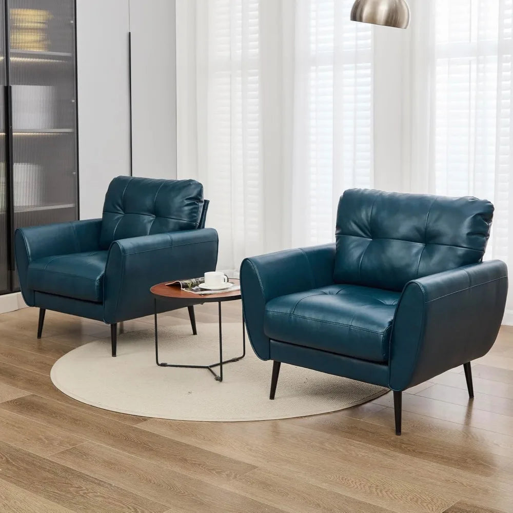 Zhiyong Accent Chairs Set of 2 Faux Leather Tufted Modern