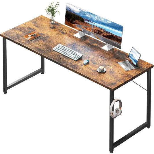 55 Inch Modern Computer Desk for Home Office and Study Vintage Writing Desk