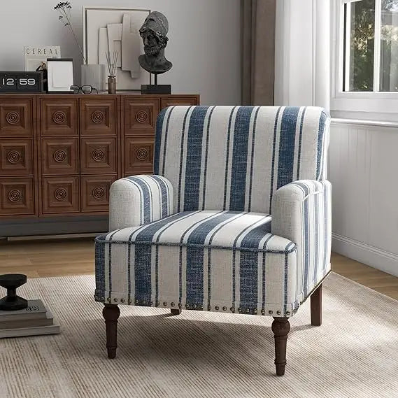 PU Leather Accent Chair, Modern Upholstered Armchair for Living Room, Comfy Arm Chair Single Sofa Reading Seat with Wooden Legs