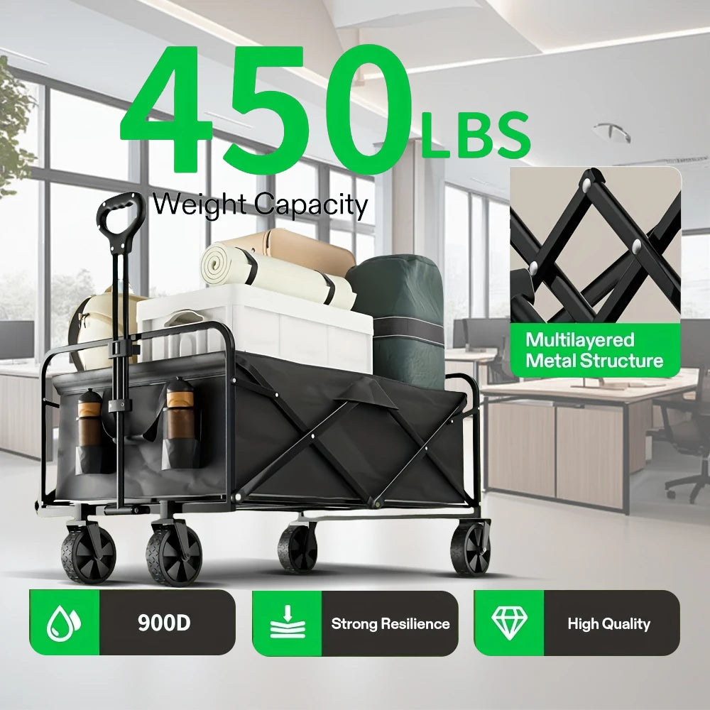 Foldable Folding Trolley, Travel Folding Trolley, 360° All Terrain Wheels, Portable Large Capacity Multi-Functional