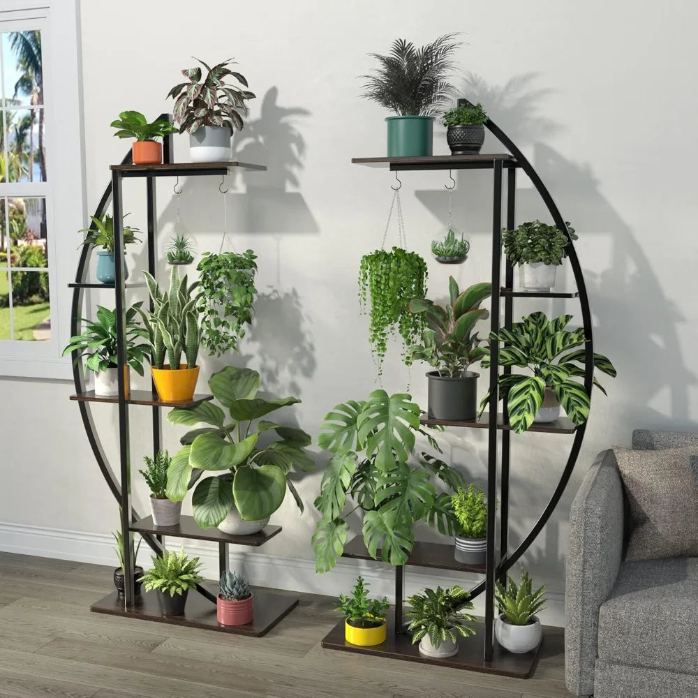 Tall Plant Stand Large Indoor Plant Shelf 71 Inch Metal Flower Rack with Hanging Hook Improved Design