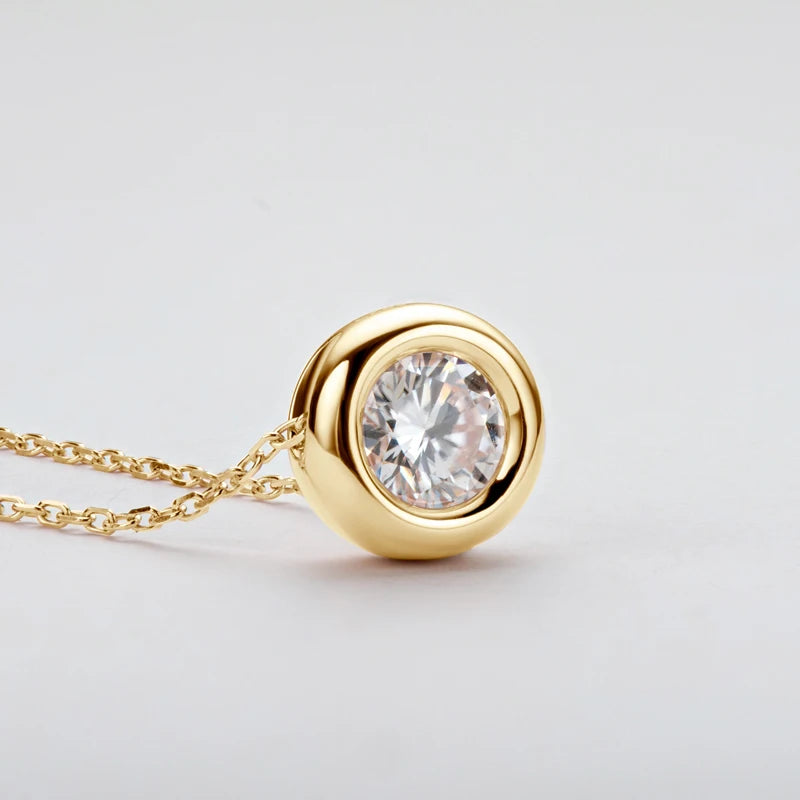 OXTAO Moissanite Pendant Necklace 925 Silver Clavicle Chain