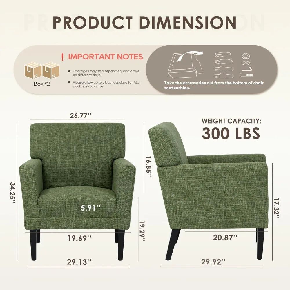 OEING Accent Chair Set of 2 Modern Upholstered Armchairs