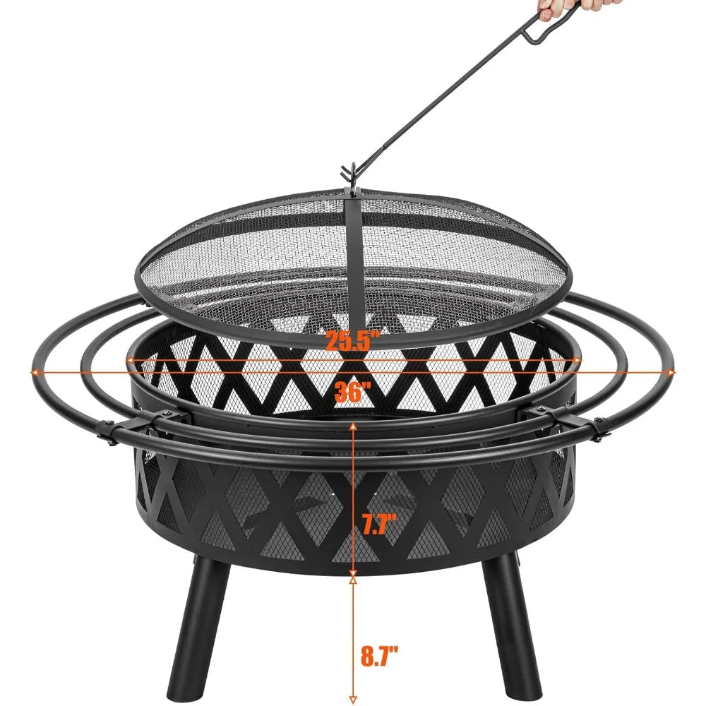 EcoNo Wood Burning Fire Pit With Spark Screen And Poker