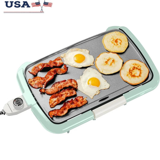 Electric Griddle Non-Stick Cooking Surface 16 x 10 Inch Adjustable Thermostat Indoor Grill Easy Cleanup Perfect Pancakes Eggs