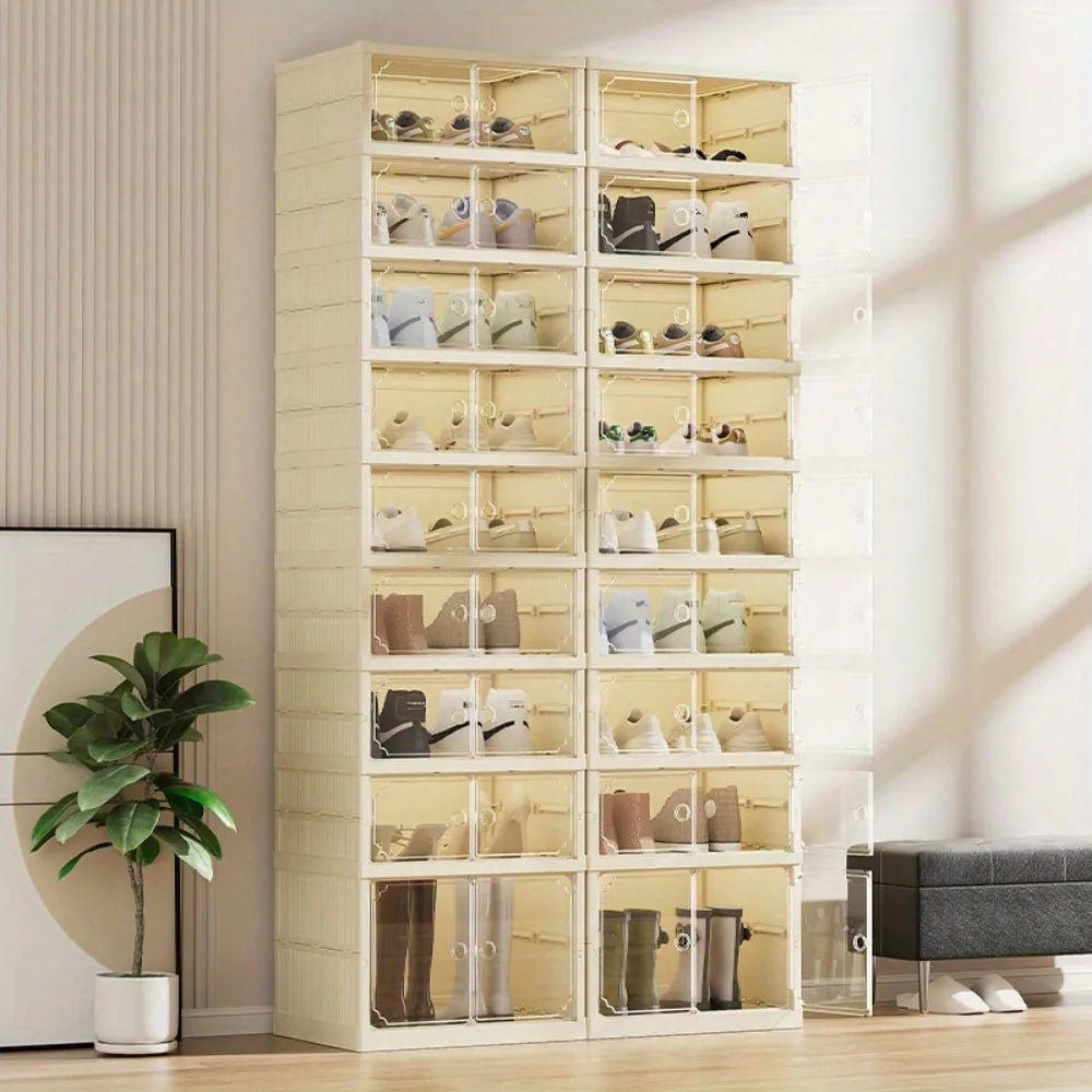 Hign-concerned Folding Shoe Rack Organizer Magnetic Door