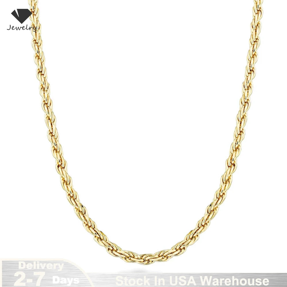 Twisted Rope Singapore Chain Necklace For Men And Women