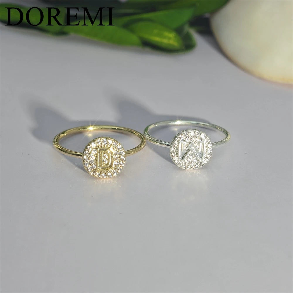 Doremi Initial Letter Ring Women Micro Pave Zircon Custom