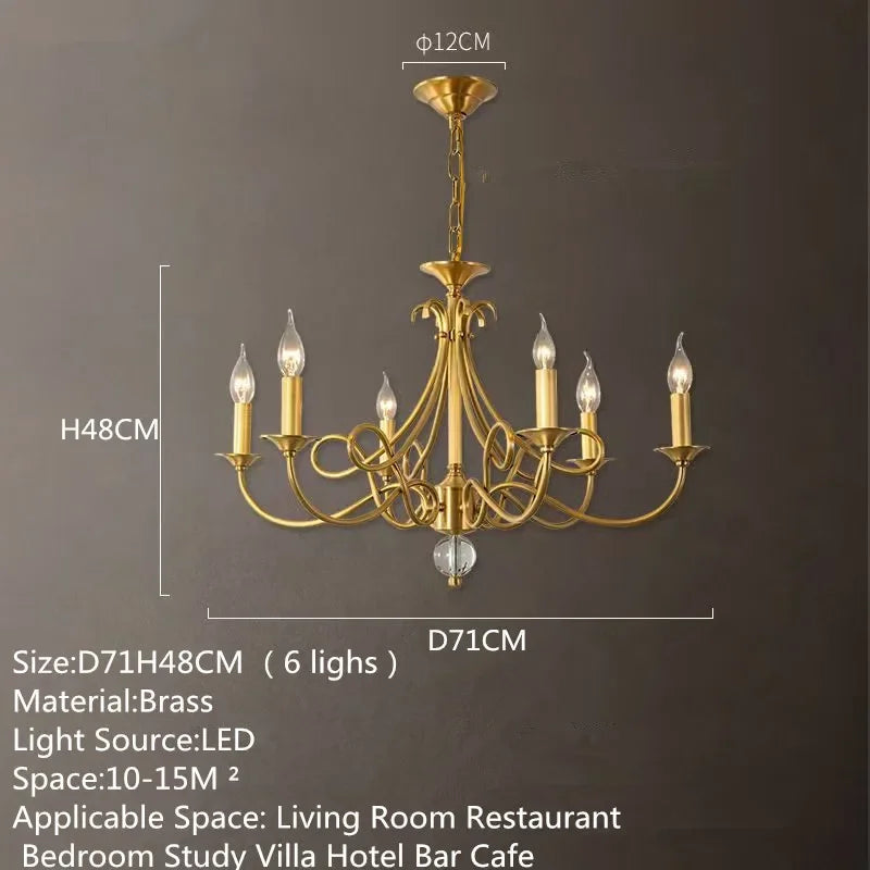 OUFULA Dorian Village Brass Chandelier LED Pendant Lamp