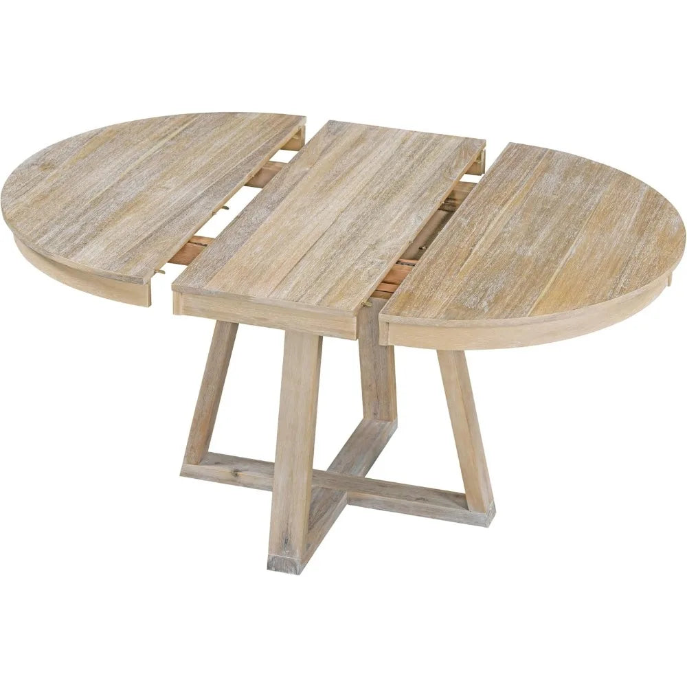 RBXC Round Extendable Dining Table Set With Chairs Wood