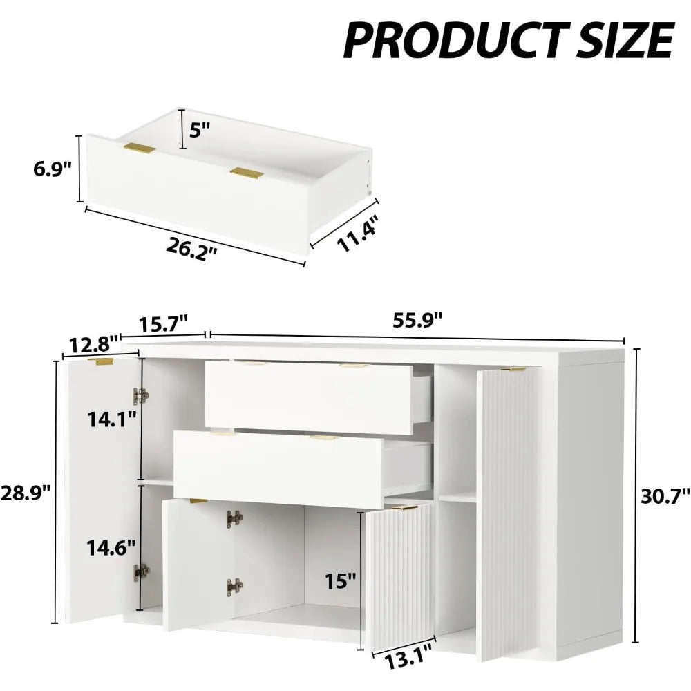 Chengwei Sideboard Buffet Cabinet With Adjustable Shelves