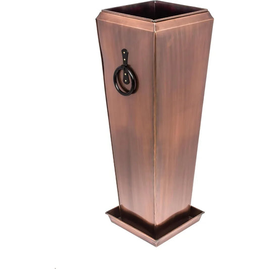 H Potter Tall Outdoor Planters Copper Large Flower Pots Indoor for Patio Balcony Garden Deck Front Porch Entryway with Tray (Ant