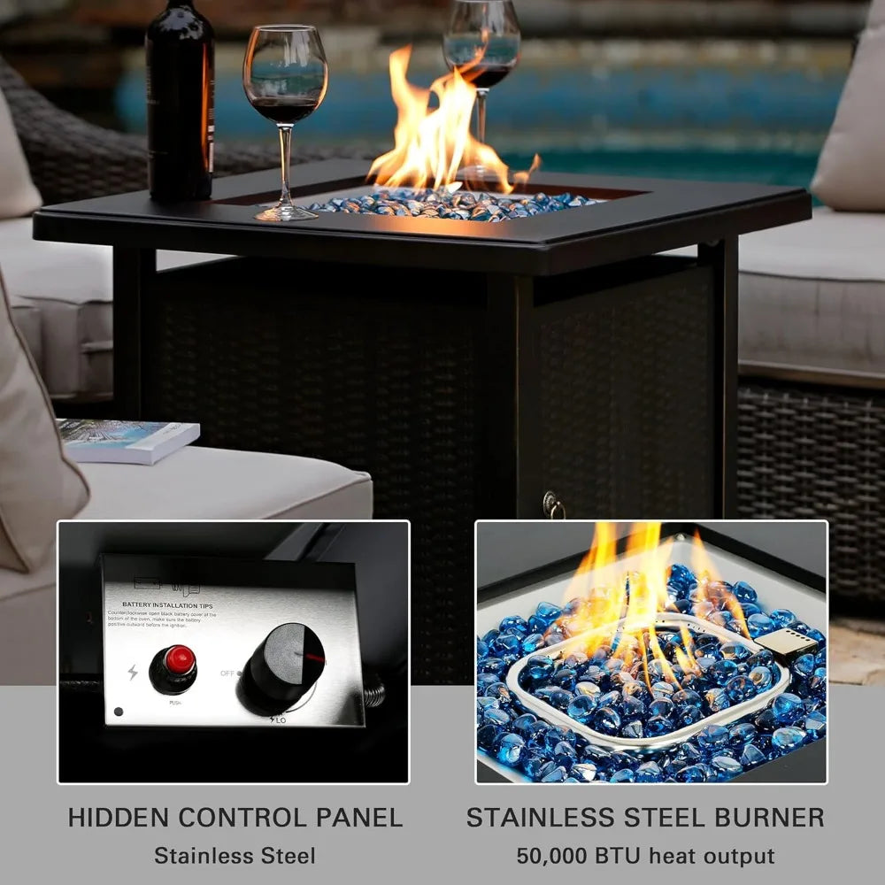 50000 BTU Propane Fire Pit Table For Patio Backyard Outdoor