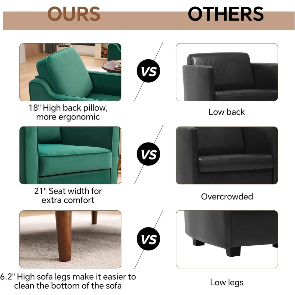 DAFIFY Mid Century Modern Velvet Accent Reading Armchair