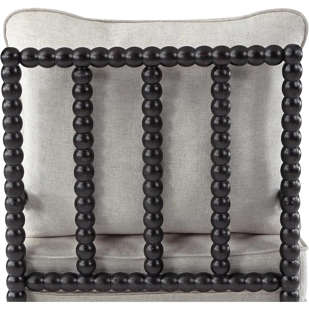 TANGXU Linen Spindle Back Accent Chair With Wood Frame