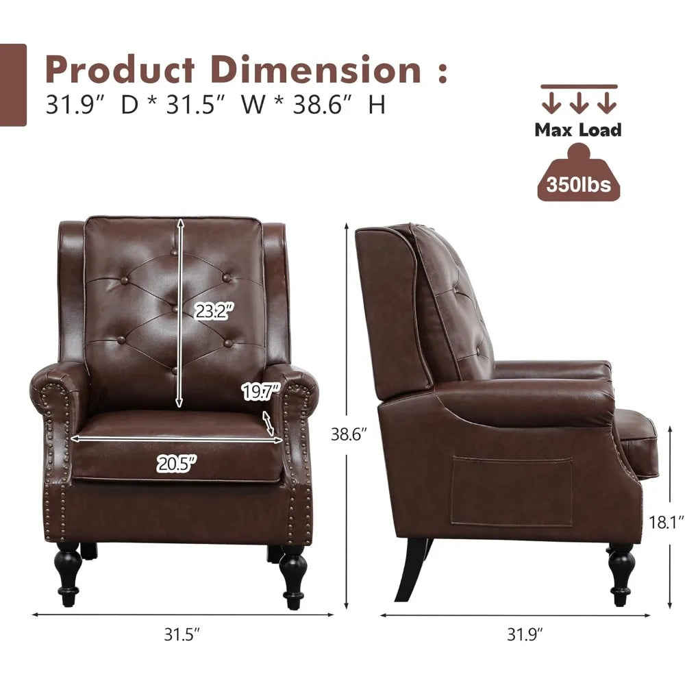 Color Wingback Leather Armchair Modern Accent Chair