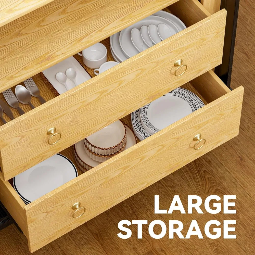 TIFICY Tall Arched Storage Cabinet With Drawers Glass Doors