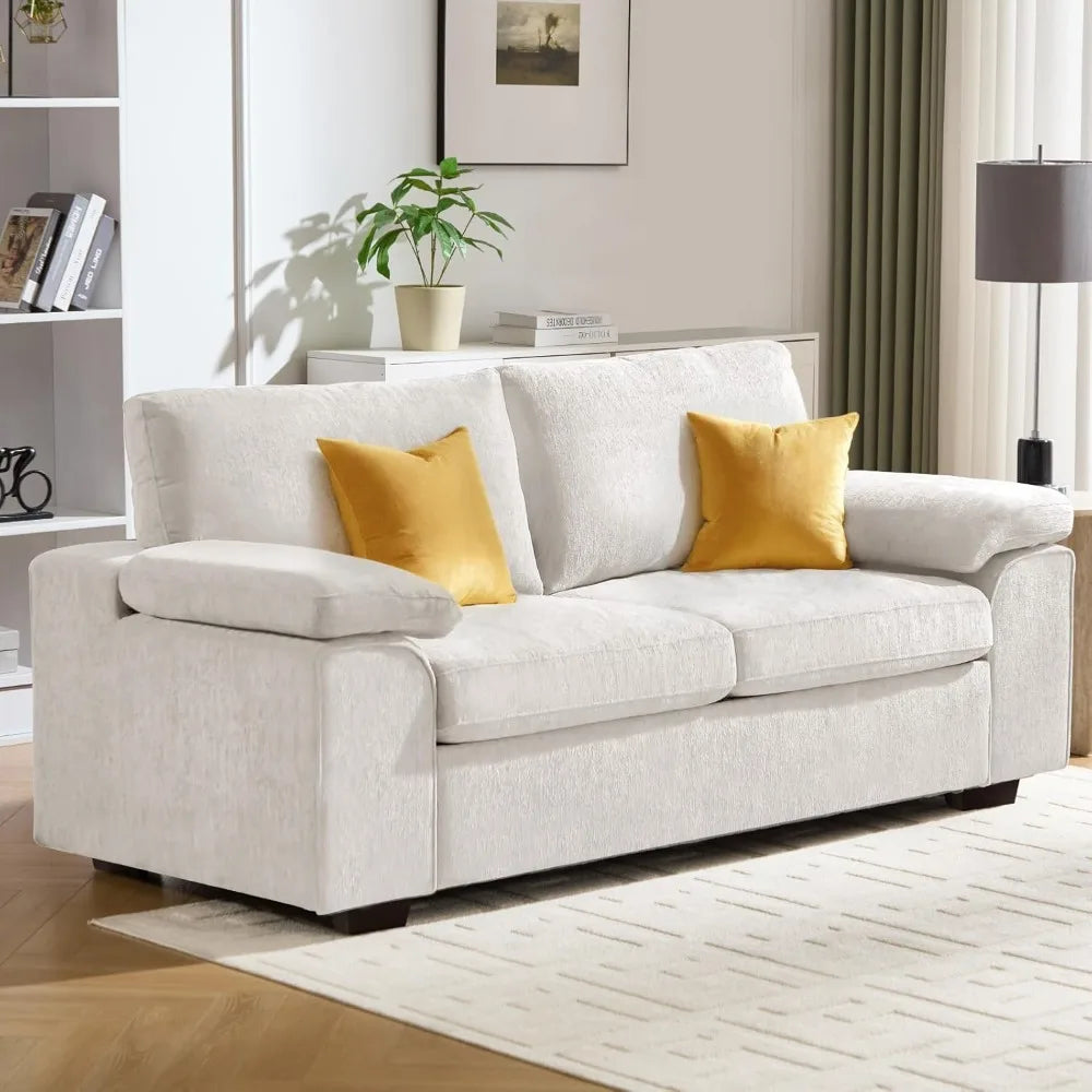 Color Modern Chenille Sofa Loveseat With Adjustable Armrests