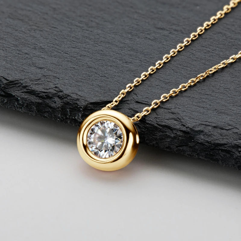 OXTAO Moissanite Pendant Necklace 925 Silver Clavicle Chain