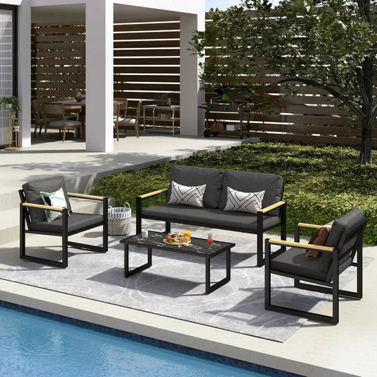General Use Patio Furniture Set 4 Piece Outdoor Aluminum