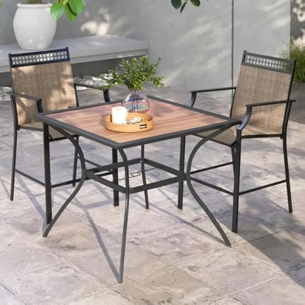 Outdoor Dining Table With Weather Resistant Metal Leg