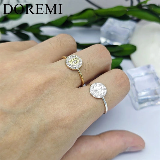 Doremi Initial Letter Ring Women Micro Pave Zircon Custom