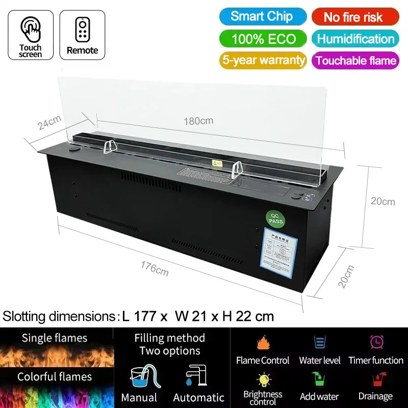 AFLYEVER Intelligent TV Fireplace 3D Water Atomizer