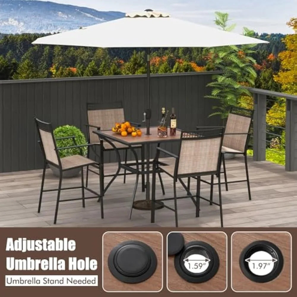 Outdoor Dining Table With Weather Resistant Metal Leg