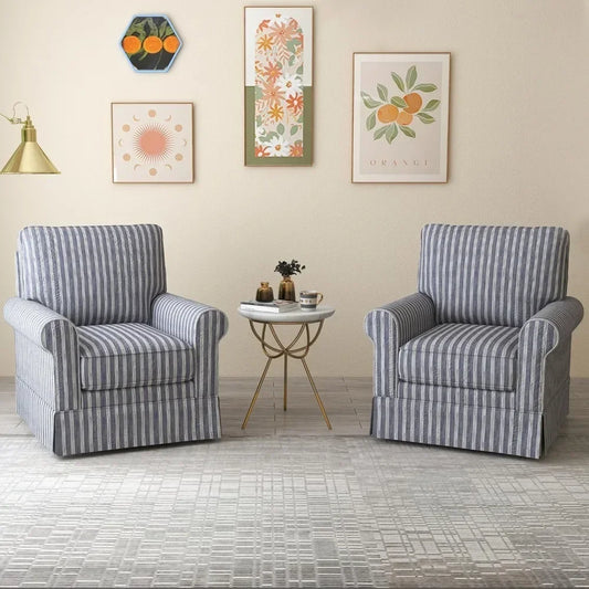 Sweet Blossoms Haven Swivel Barrel Chair Linen Mid Century