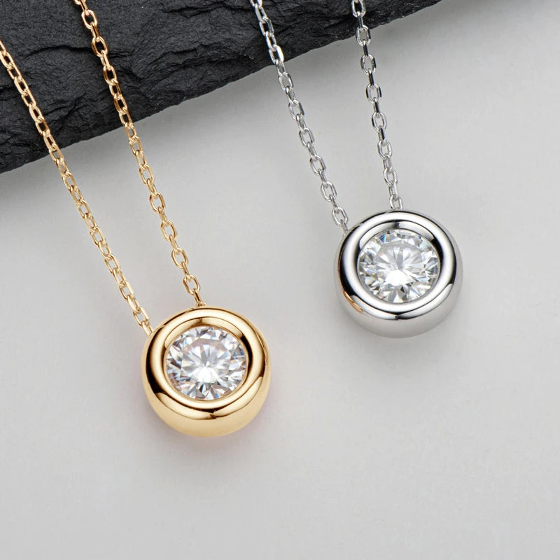 OXTAO Moissanite Pendant Necklace 925 Silver Clavicle Chain