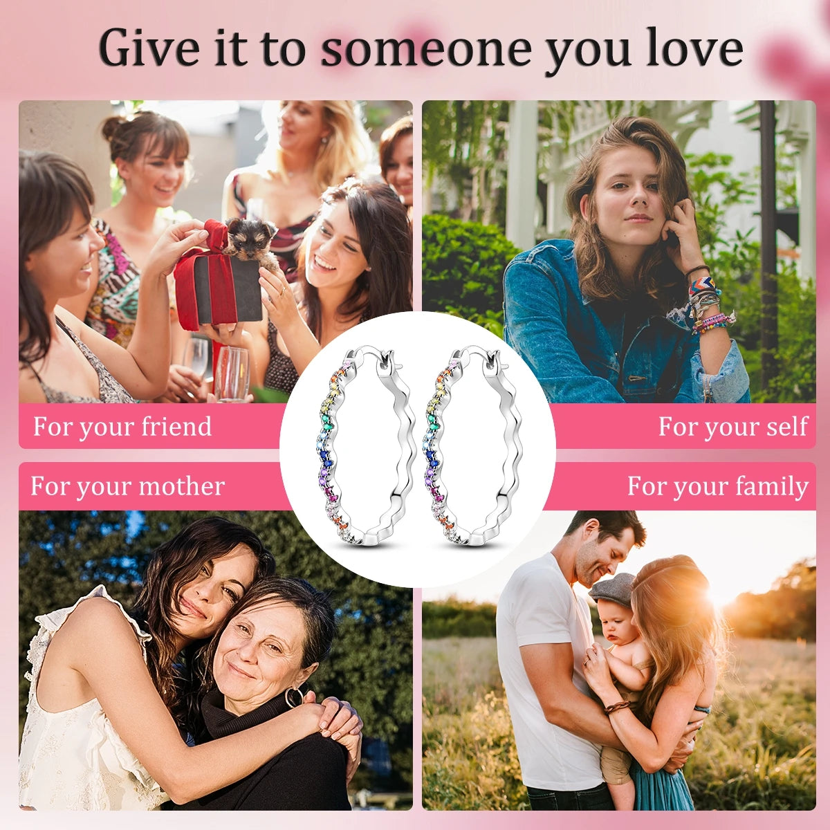 925 Sterling Silver Colorful And Minimalist Series Jewelry Fashion Zircon Circle Hoop Earrings For Women Jewelry Exquisite Gifts