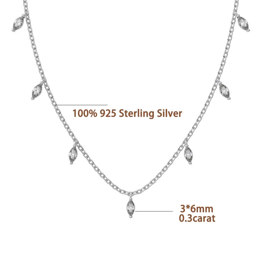 KUTPFC Moissanite Marquise Necklace 0.3ct 925 Silver