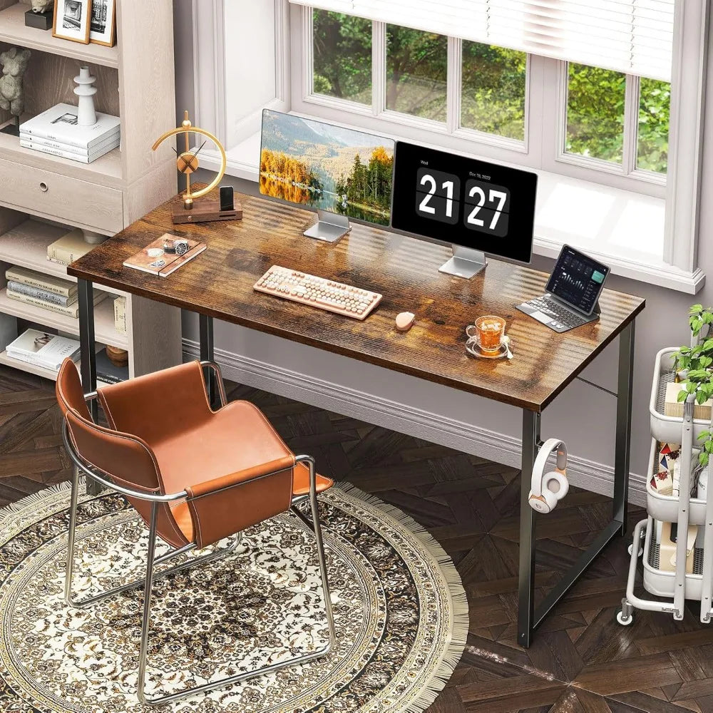 55 Inch Modern Computer Desk for Home Office and Study Vintage Writing Desk