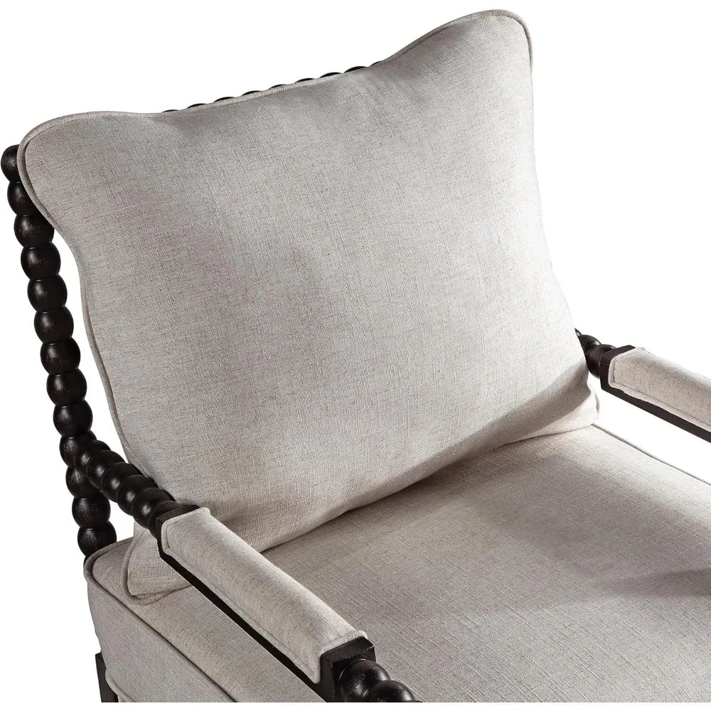 TANGXU Linen Spindle Back Accent Chair With Wood Frame