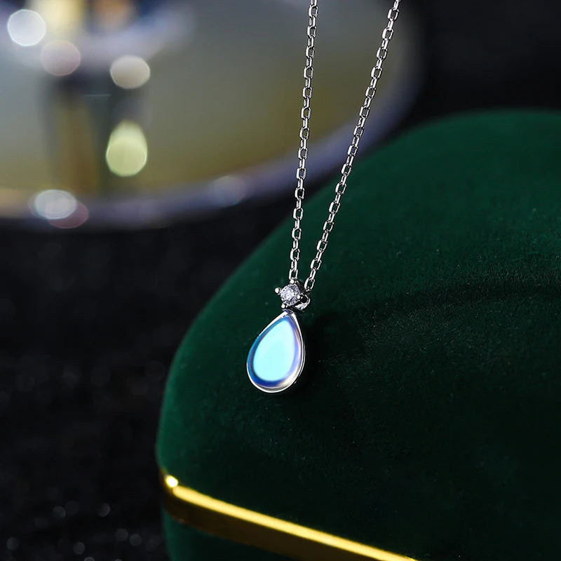 s925 sterling silver mermaid water drop necklace for women light luxury classic elegant fashion retro simple casual daily life