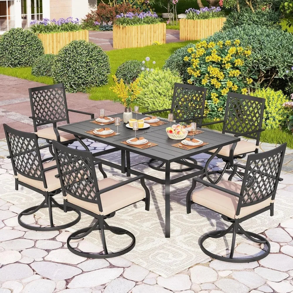 ANGDUO Outdoor Metal Swivel Chairs Set of 2 for Patio