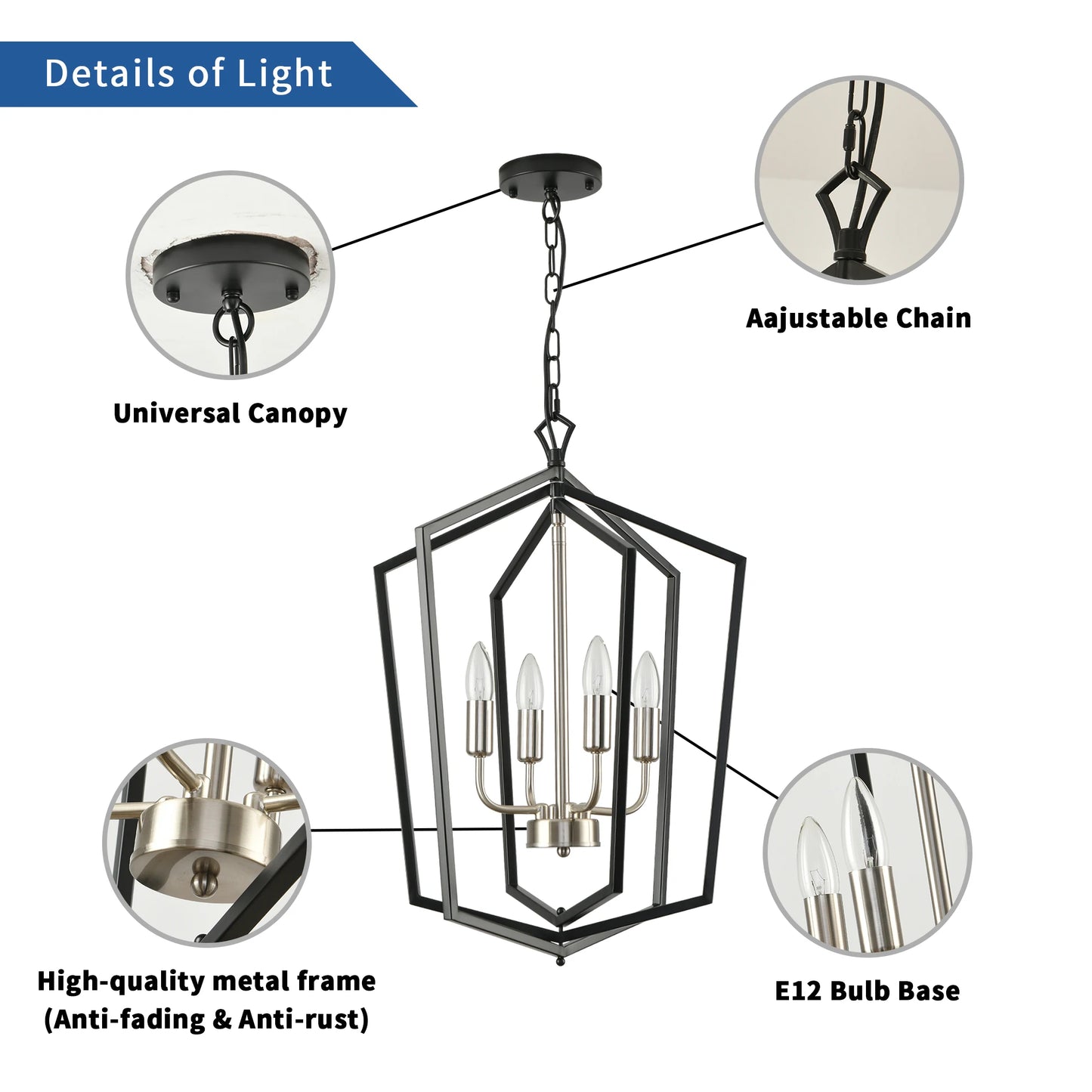 LovingC 4 Light Farmhouse Chandeliers Pendant Lighting