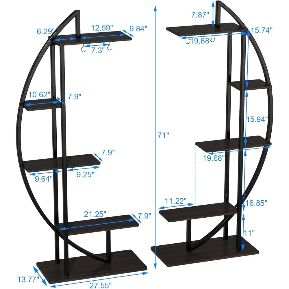 Tall Plant Stand Large Indoor Plant Shelf 71 Inch Metal Flower Rack with Hanging Hook Improved Design
