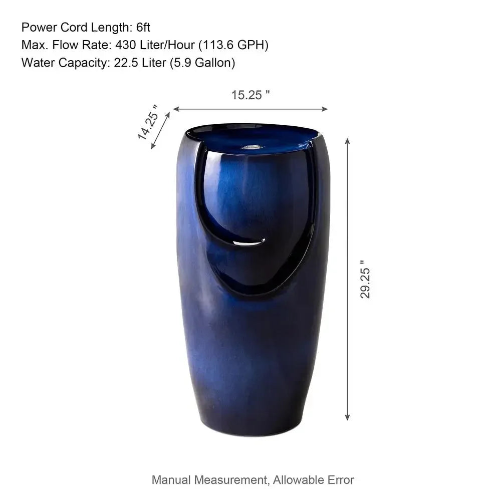 XMSJ Oversized Ceramic Water Fountain With Submersible Pump
