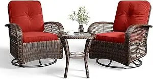 MKDK 3 Piece Patio Furniture Set Wicker Outdoor Bistro