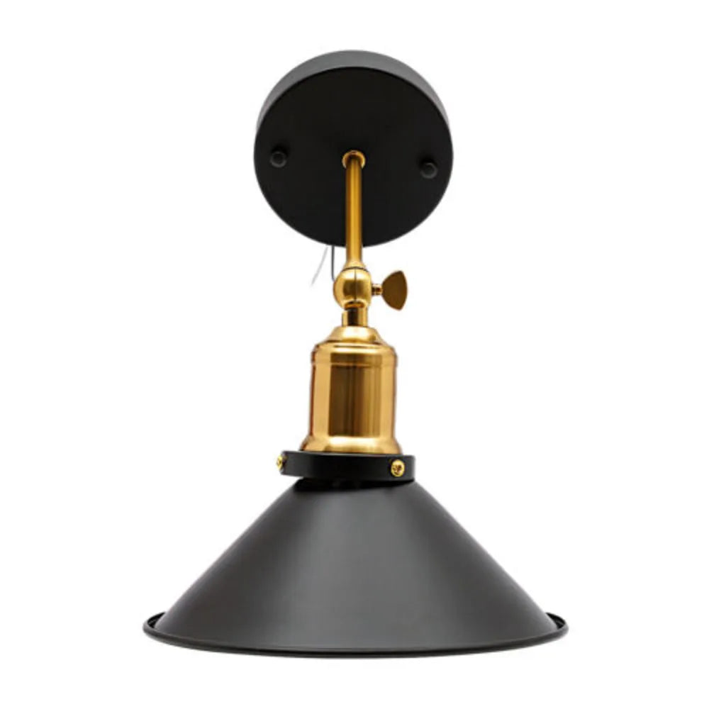 Bymaocar LED Indoor Lamp Antique Wall Mounted Lamp Sconce E27 with Metal Iron Cone Lampshade Novelty Light Daily Home Lighting