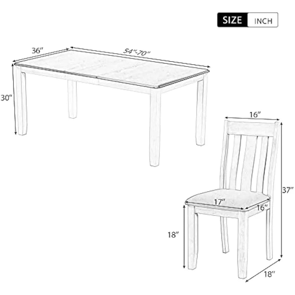 Wooden Extendable Modern Farmhouse Dining Table Set For Six