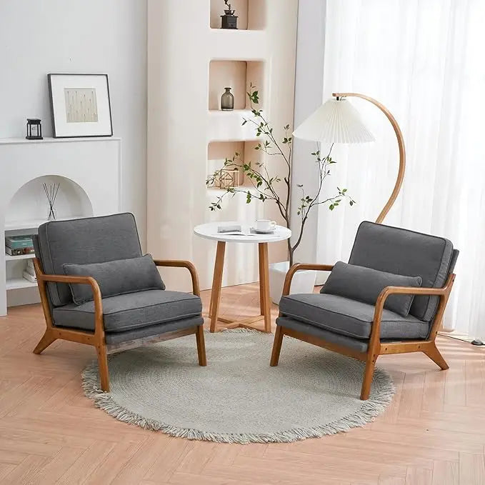 Guangbai Modern Linen Living Room Chairs Set of Two
