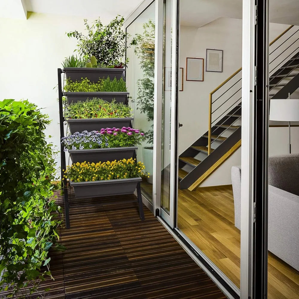 4Ft Vertical Raised Garden Bed - 5 Tier Food Safe Planter Box for Outdoor and Indoor Gardening Perfect to Grow Your Herb Vegetab